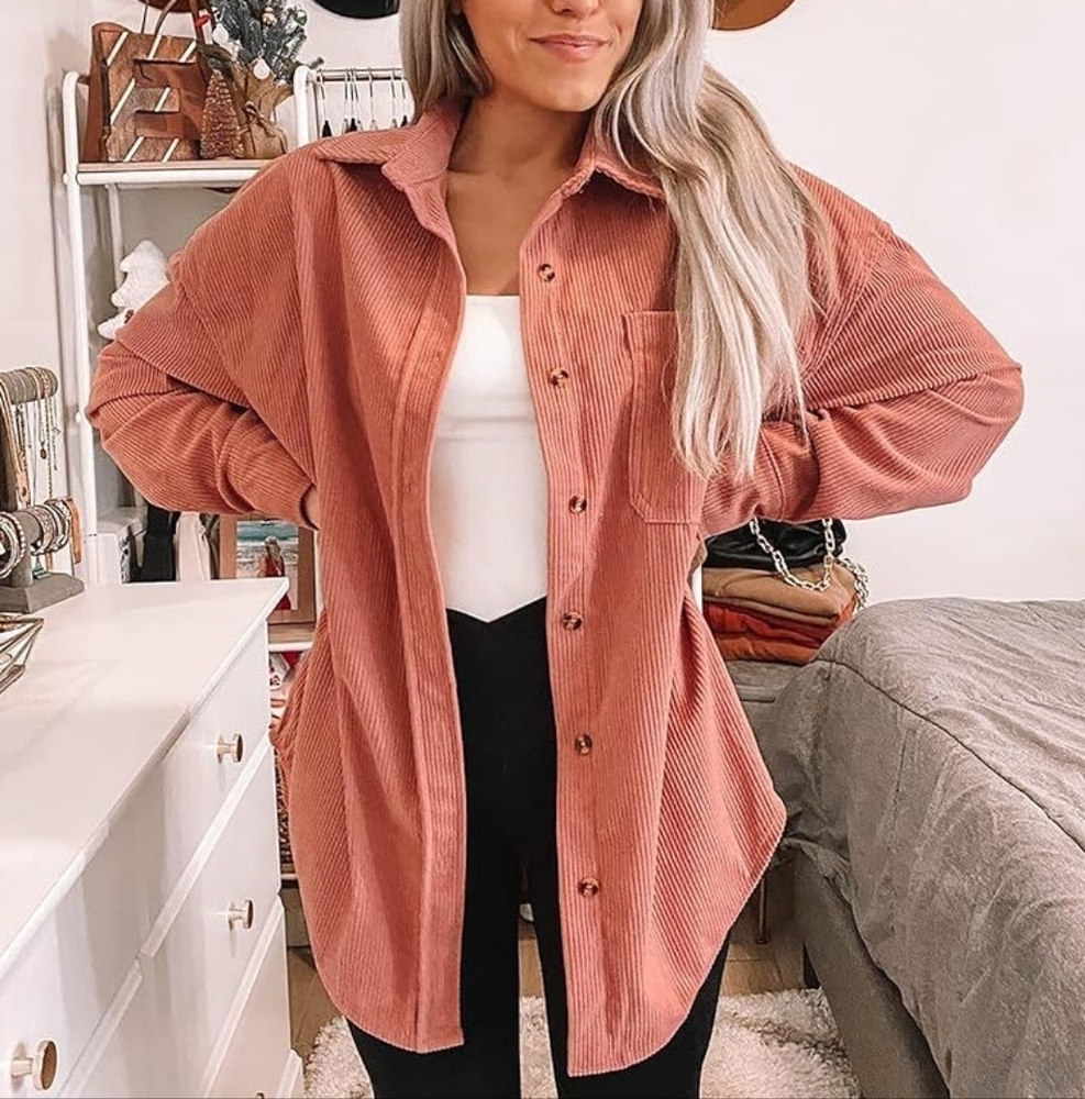 Teal Corduroy Button-Up Shirt